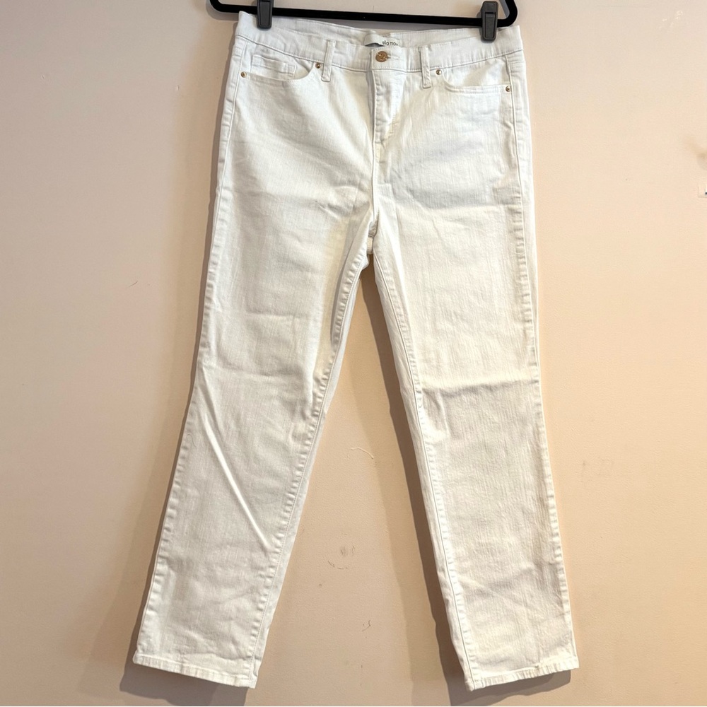 NWOT Ella Moss Size 12 High Waist Straight Leg White Women's Jeans Rose Gold